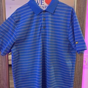 Classic Blue Striped Polo by [Brand]